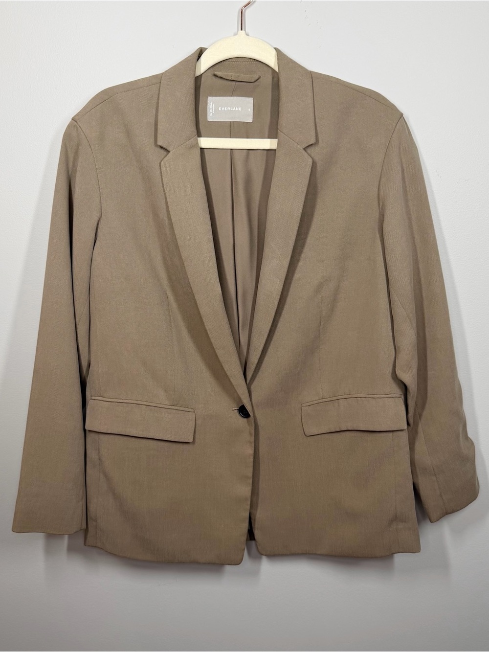 Everlane The Oversized Tencel Blazer Buttersmooth Taupe Brown EUC, Normcore